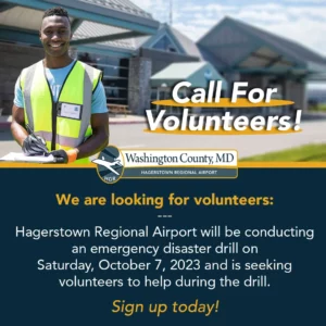 Volunteers Needed for Airport Emergency Disaster Drill on Saturday, October 7, 2023 and is seeking volunteers to help during the drill