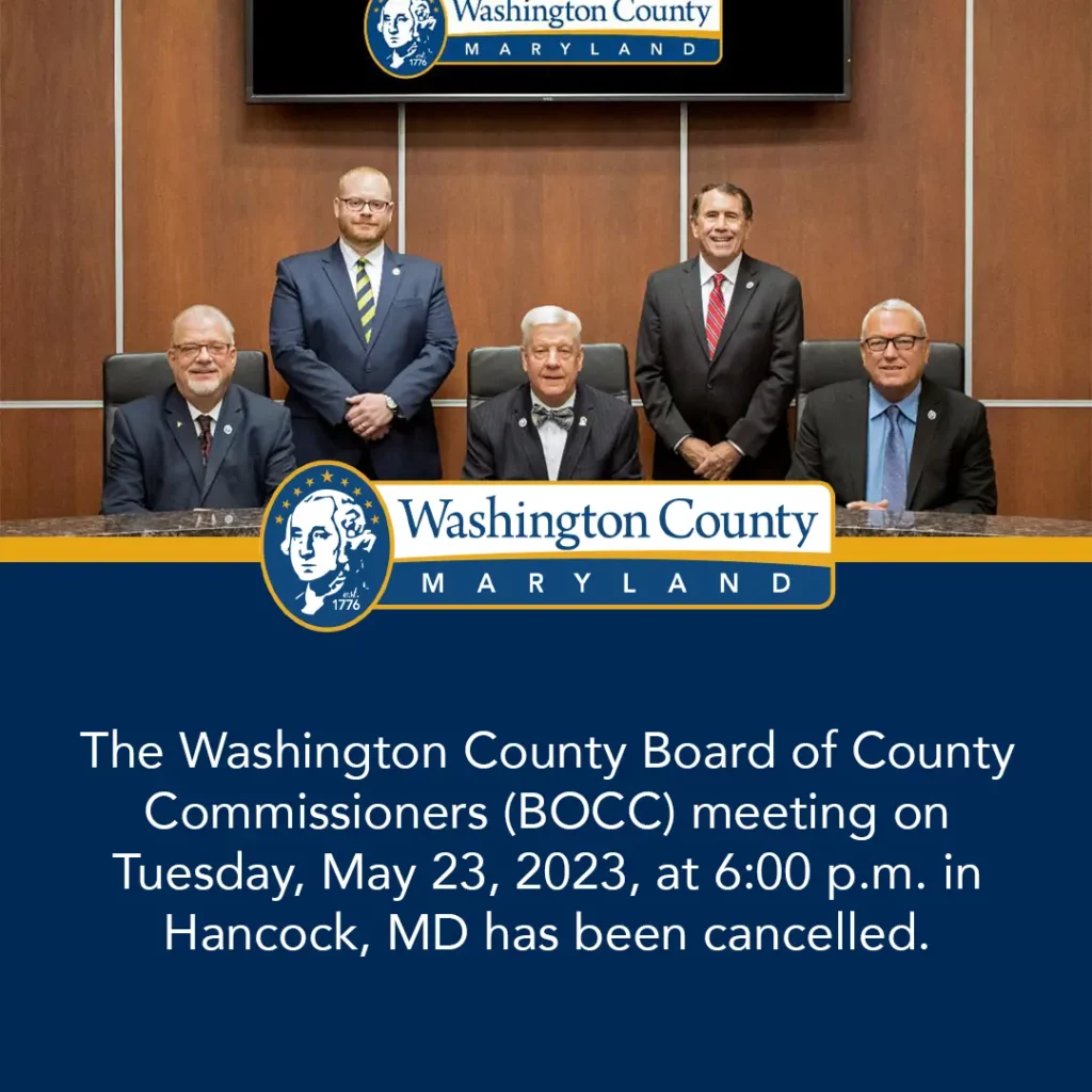 Washington County Board of County Commissioners Evening Meeting with the Town of Hancock has been Cancelled