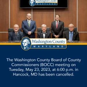 Washington County Board of County Commissioners Evening Meeting with the Town of Hancock has been Cancelled