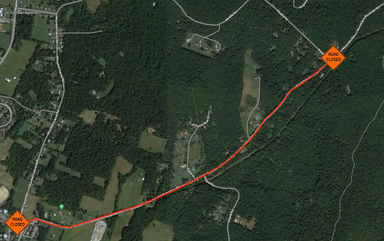 TRAFFIC ALERT Road Closure on Boonsboro Mountain Road Washington County