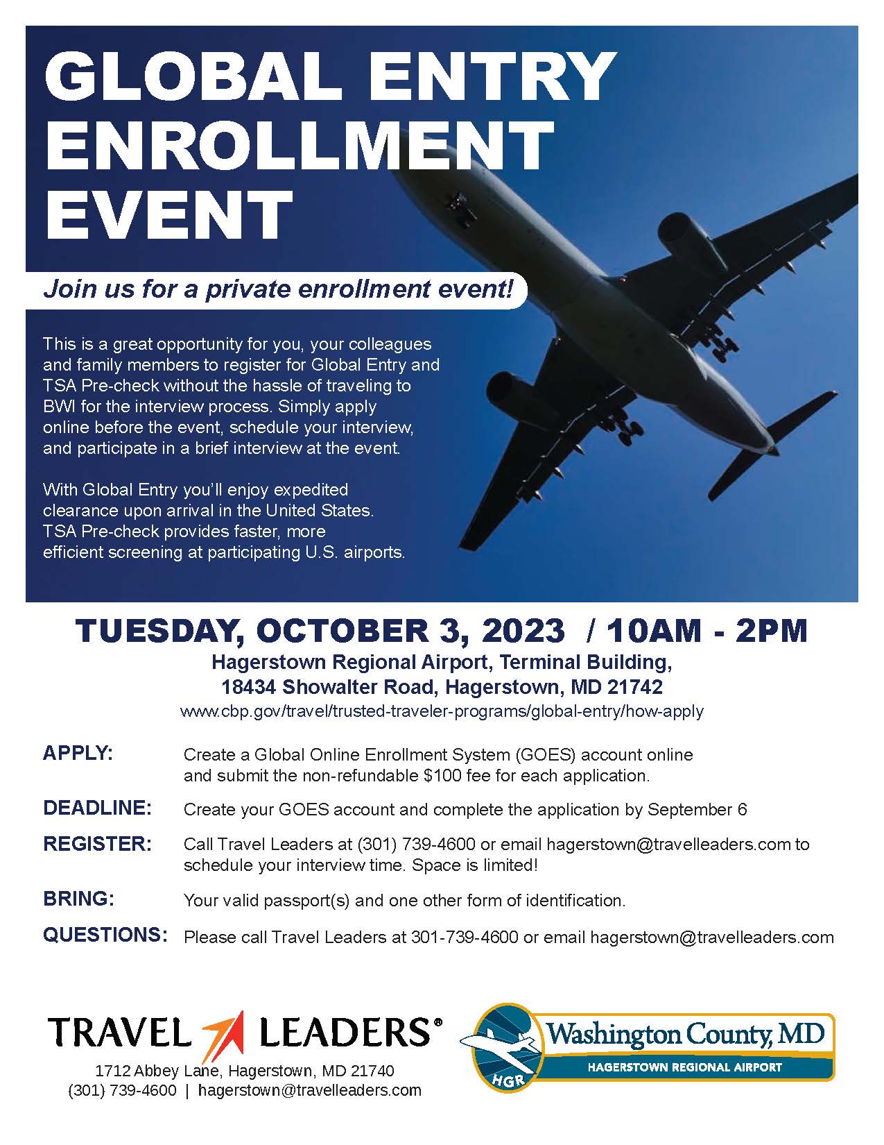 Global Entry Enrollment Event Washington County