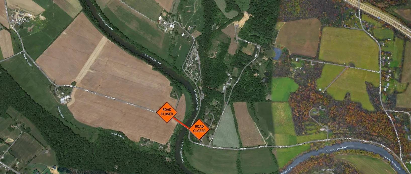 TRAFFIC ALERT Road Closure on Kemps Mill Road Washington County