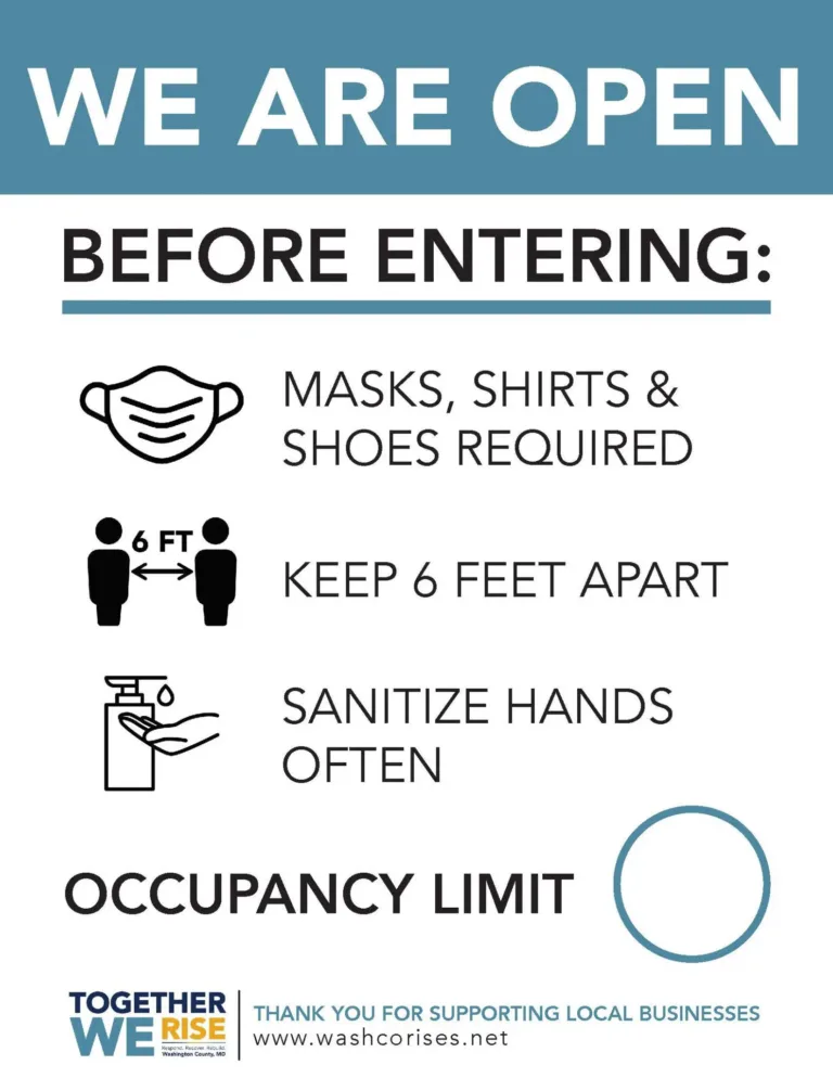 COVID-19 Business sign with occupancy limit information