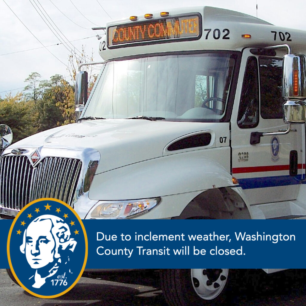 Due to inclement weather, Washington County Transit will be closed