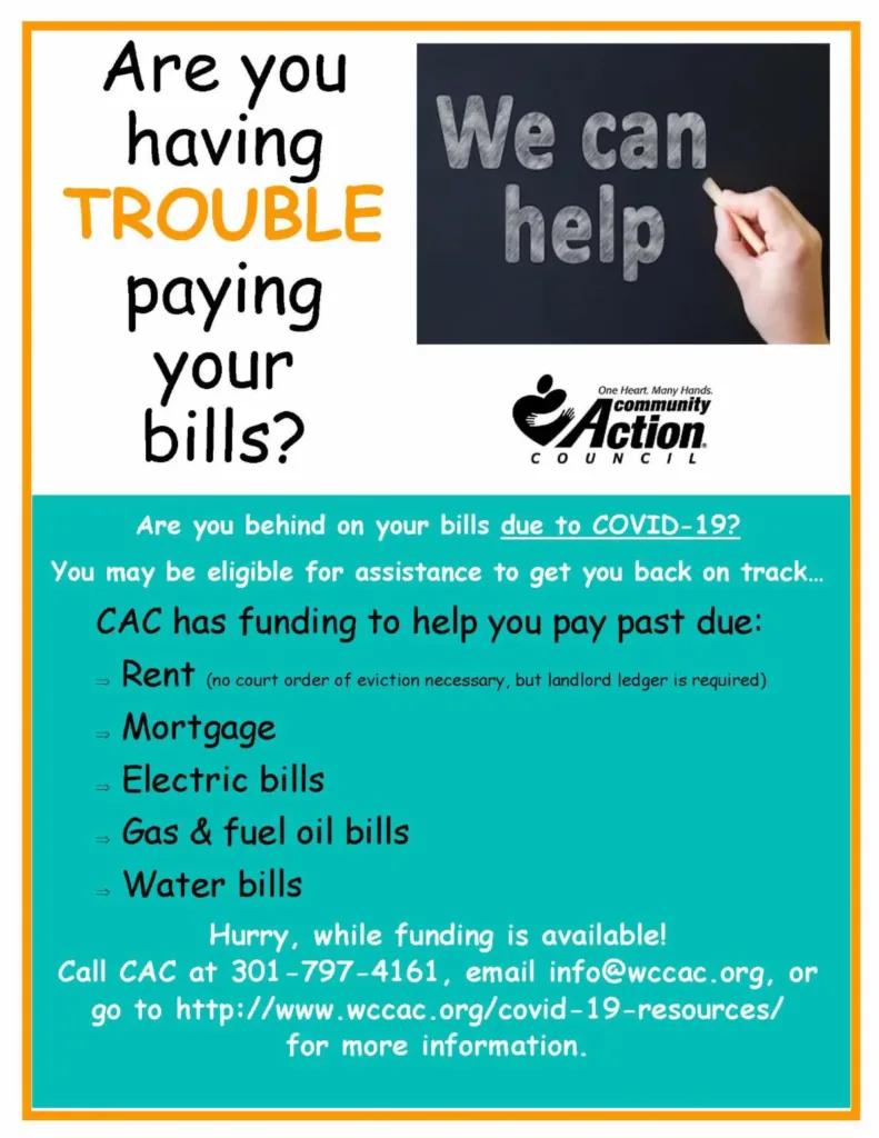 Having trouble paying your bills? Call 301-797-4161