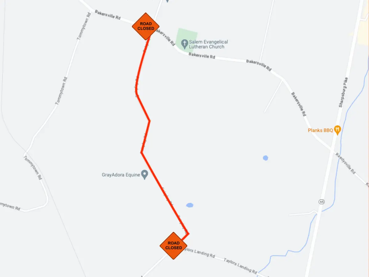 TRAFFIC ALERT Road Closure on Fairplay Road Washington County