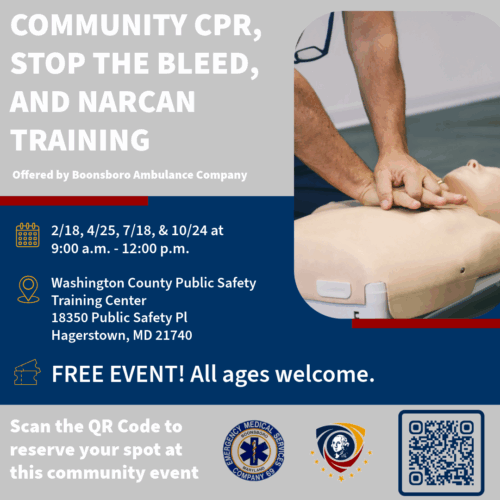 Boonsboro Ambulance Company Hosts Free Community CPR, Stop the Bleed, and Narcan Training at Washington County Public Safety Training Center