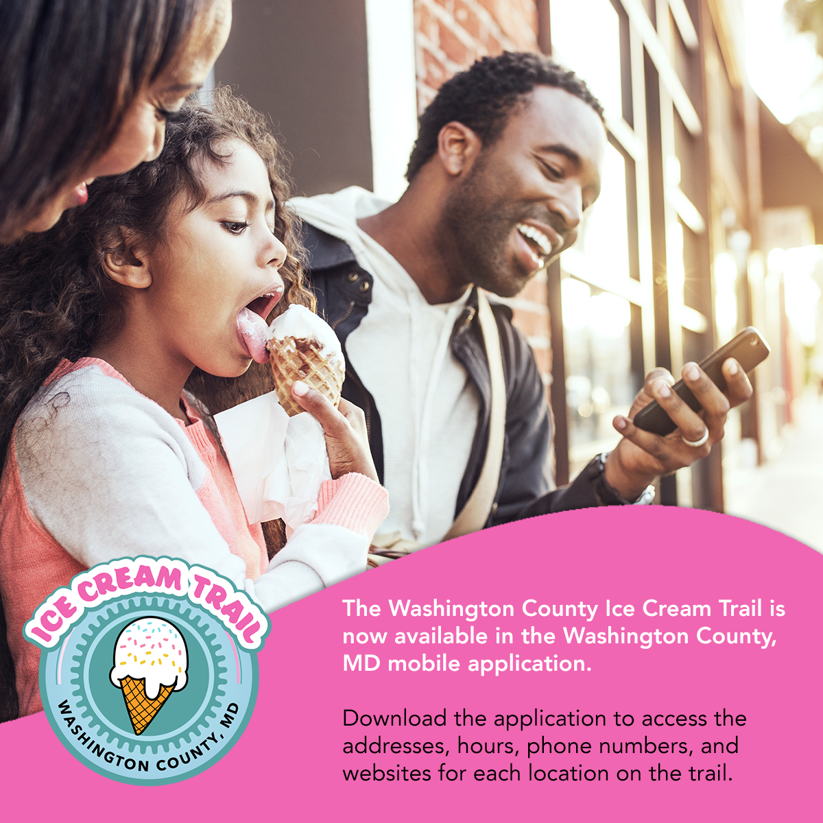 The Washington County Ice Cream Trail is now available in the Washington County, MD mobile application