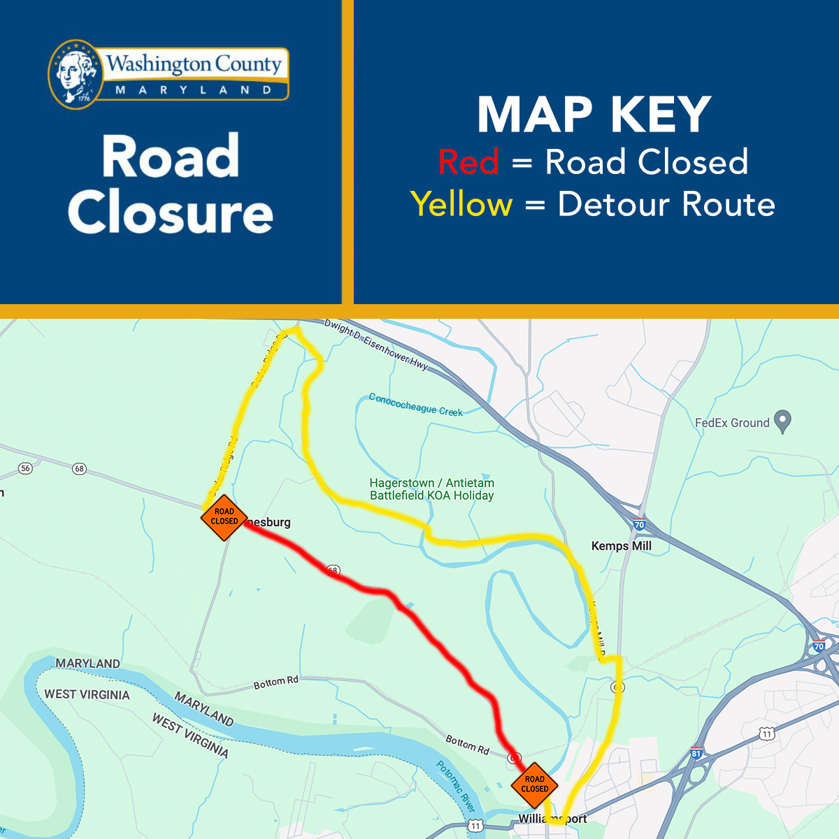 TRAFFIC ALERT North Conococheague St (RT 68) Washington County